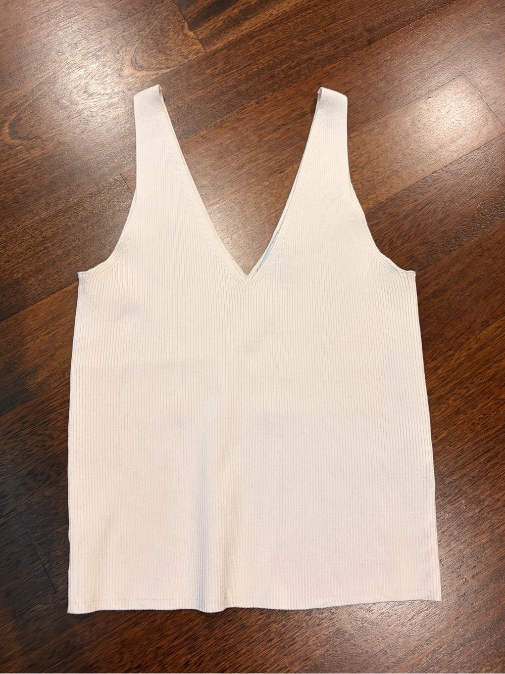 & Other Stories Cream Ribbed V-Neck Tank Top